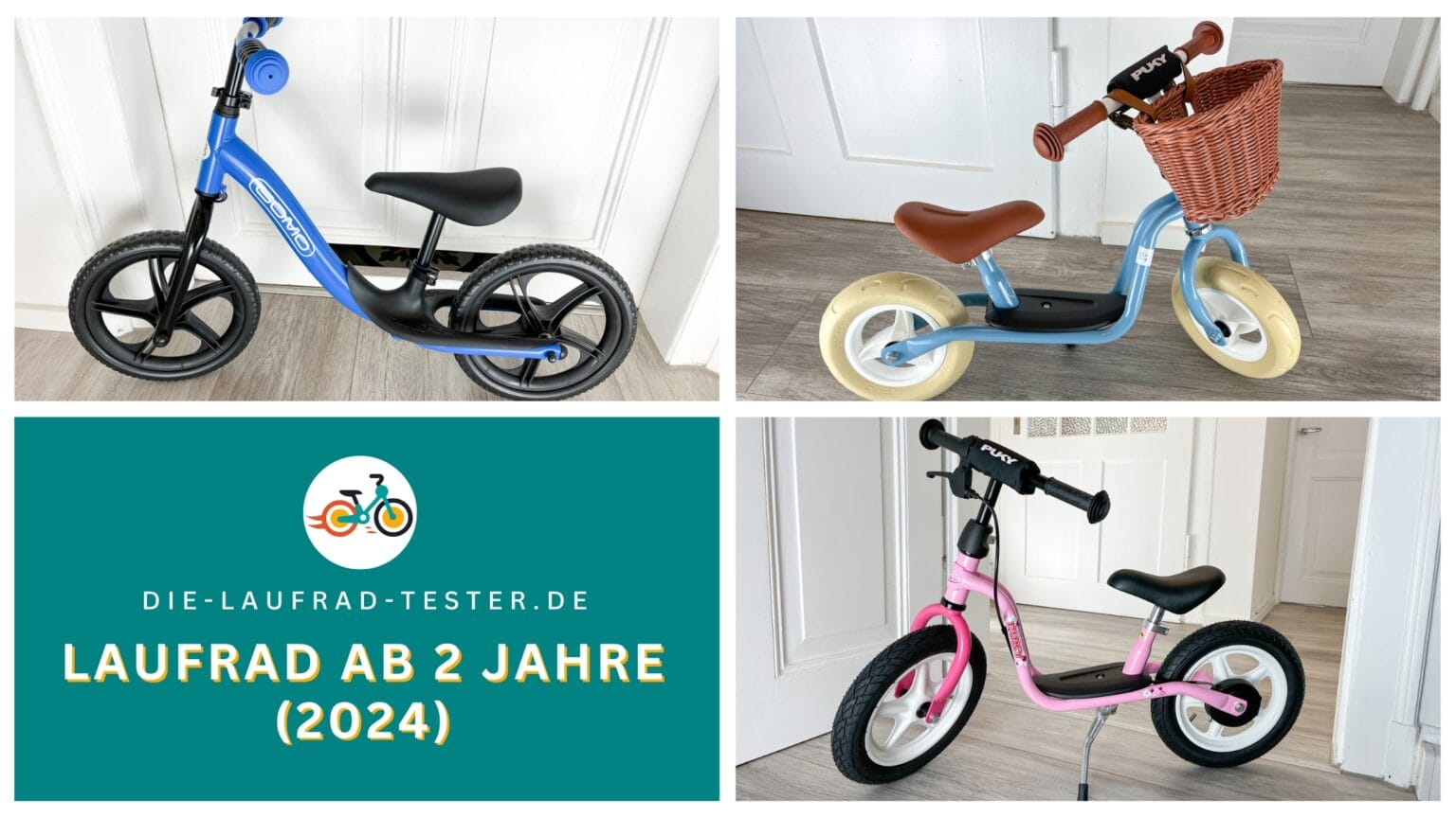 Laufrad ab 2 Jahre – Bestenliste & Empfehlungen (2024) Laufrad ab 2 Jahre Bildcollage mit den getesteten Laufrädern